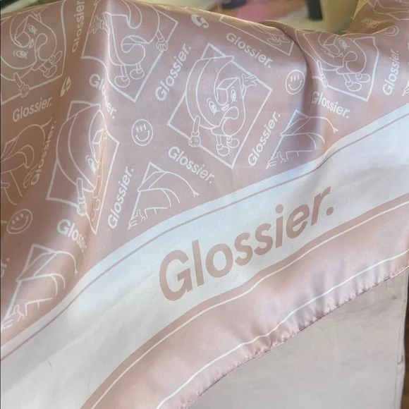 Limited Edition! Glossier Pink and White Scarf - Picture 3 of 3